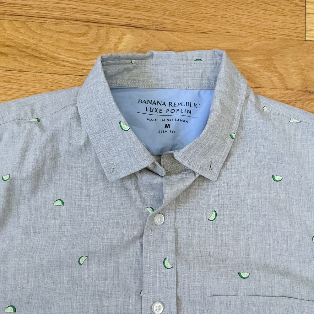 Banana Republicans Grey Button Up Medium Slim Fit - Picture 5 of 5